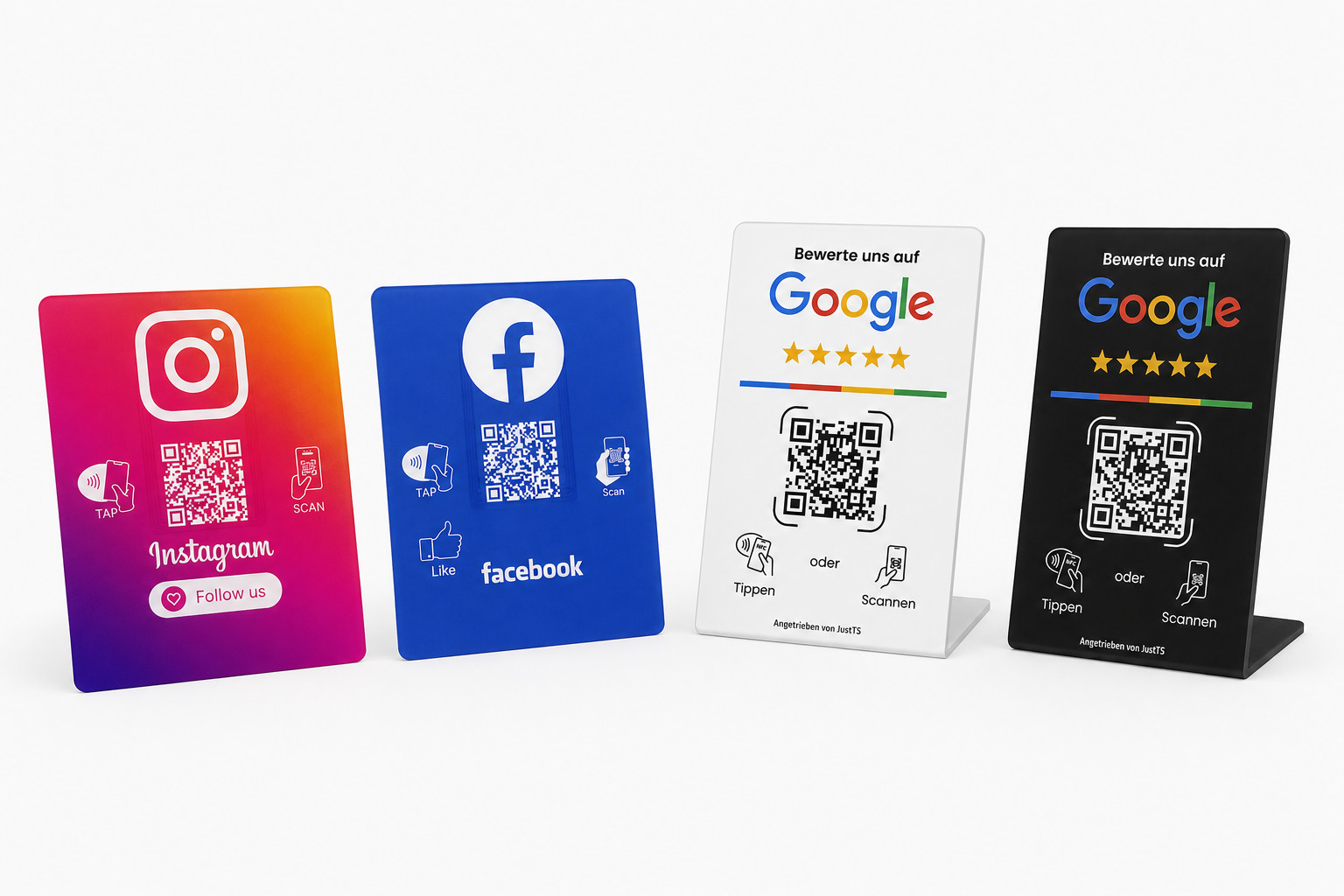 NFC & QR-Produkte – Instagram, Facebook, Google Review Aufsteller